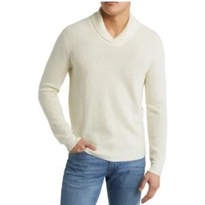 Peter Millar Shawl Collar Sweater in an ivory size medium